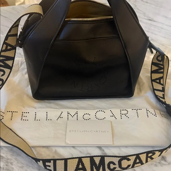 Stella McCartney Black Tote with Logo Strap - Picture 6 of 8